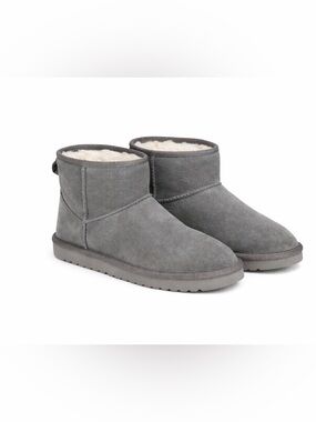 Koolaburra by UGG Mini Boots Gray Suede Faux Fur Lined Womens Size 9